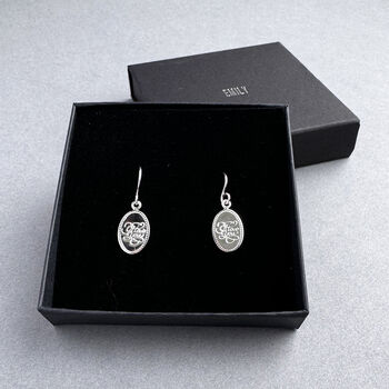 I Love You Silver Drop Earrings, 3 of 5