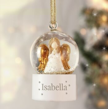 Personalised Angel Glitter Snow Globe Bauble, 3 of 4