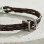 Men's Personalised Leather Strap Square Charm Bracelet, thumbnail 2 of 4