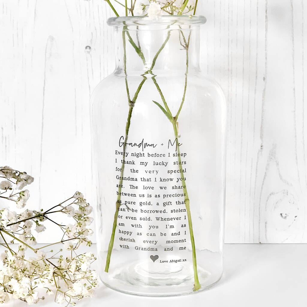 Personalised Glass Vase For Grandma/Nanny With Poem, 1 of 3