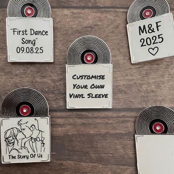 Custom Vinyl Record Enamel Pin – Personalised Song Lyric Pin, First Dance Gift, Anniversary Couple Keepsake, Music Lover Pin, 4 of 8