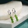 Sterling Silver Genuine Jasper Jade Stone Trio Huggie Hoop Earrings, thumbnail 1 of 11
