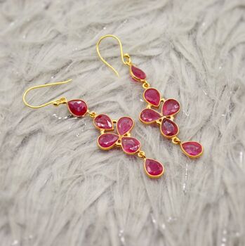 Red Ruby Dangle Earrings, 6 of 8