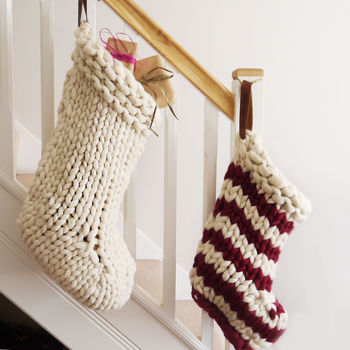 Personalised Jumbo Hand Knitted Christmas Stocking, 2 of 10
