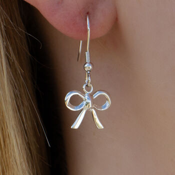Sterling Silver Bow Earrings, 2 of 7