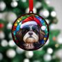 Shih Tzu Black And White In Santa Hat Suncatcher Decoration, thumbnail 3 of 6