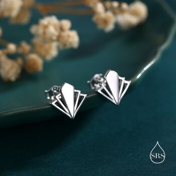 Art Deco Inspired Small Stud Earrings In Sterling Silver, 4 of 11