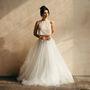 Ivory Sleeveless Beaded Bridal Top | Sparkly Wedding Crop Top For Modern Brides, thumbnail 1 of 12