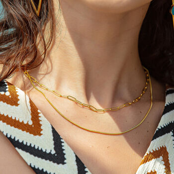 Serenity Sleek Italian Style Gold Snake Chain Necklace, 2 of 4