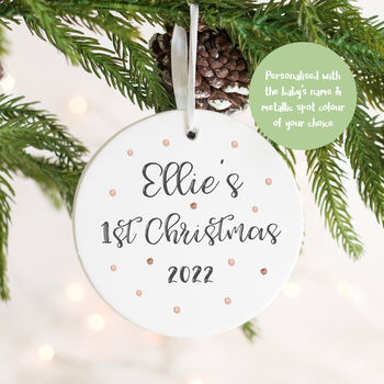 Personalised Baby's First Christmas Script Decoration, 4 of 8