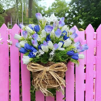 Tulip And Grapevine Basket Door Spring Wreath, 10 of 11