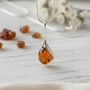 Handmade Baltic Amber Teardrop Silver Necklace Pendant, thumbnail 1 of 2