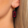 Black And Red Rectangle Earrings • Gold Plated Sterling Silver Hooks, thumbnail 2 of 8