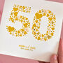 Personalised Love Hearts Gold 50th Anniversary Card, thumbnail 7 of 9