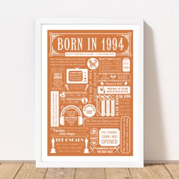 1994 Personalised 30th Birthday Fact Print Gift, 2 of 10