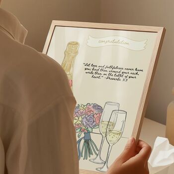 Personalised Champaign Mr And Mrs Print | Wedding And Engagement Wall Art, 2 of 6