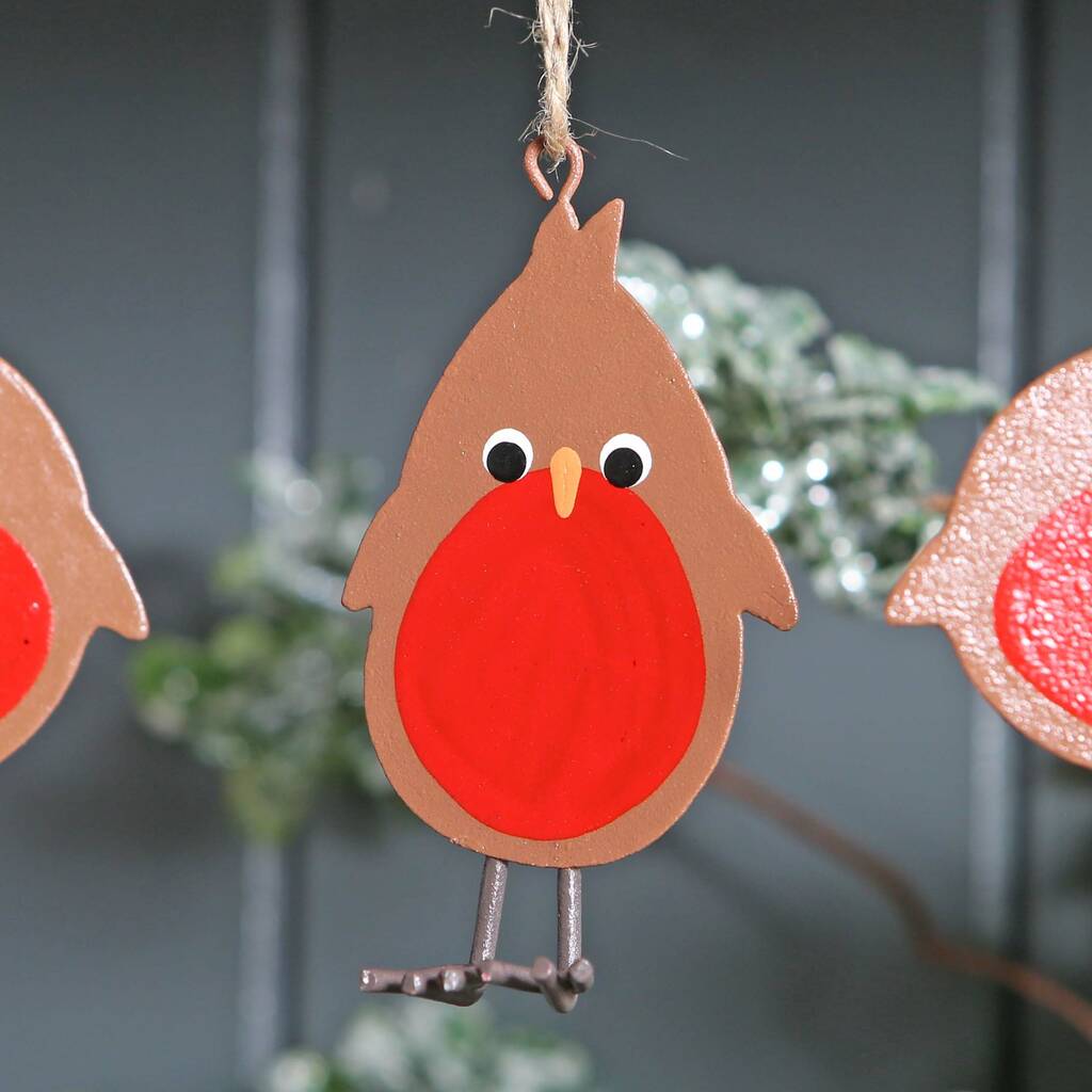 Set Of Three Christmas Robin Tree Decorations By Red Berry Apple