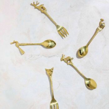 Set Of Two Brass Peacock Teaspoons, 3 of 3