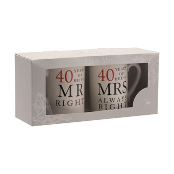 Ruby Anniversary 40 Years Mr And Mrs Always Right Mugs, 5 of 5