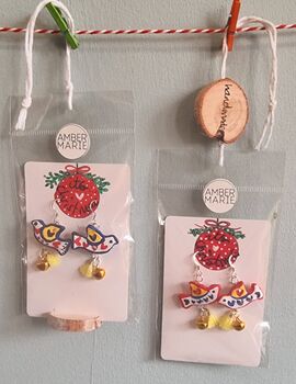 It's Christmas! Love Peace Dove Bird Painted Earrings, 3 of 10