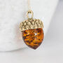 18ct Gold Plated Baltic Amber Acorn Necklace, thumbnail 1 of 12