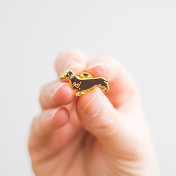 Miniature Dachshund Gold Plated Enamel Pin Badge, 4 of 10
