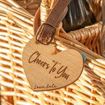 Personalised Wicker Bottle Carrier With Heart Shaped Tag, 3 of 9