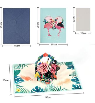 Pop Up 3D Flamingos Blank Greeting Card, 3 of 3