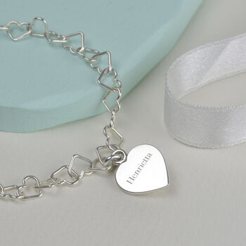 Personalised Sterling Silver Hearts Link Bracelet, 3 of 6