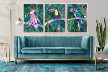 Rainbow Cockatoo Tropical Bird Jungle Art Print, 4 of 7