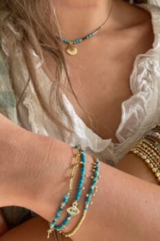 Brela Turquoise Blue Evil Eye Charm Bracelet, 3 of 6