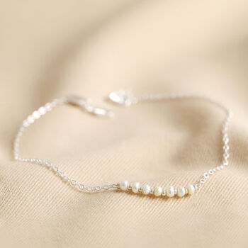 Freshwater Seed Pearl Chain Anklet In Silver, 2 of 2
