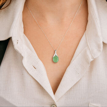 Personalised Sterling Silver Jade Teardrop Necklace, 3 of 12