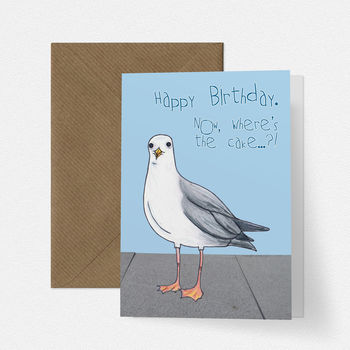 Naughty Seagull Birthday Cake Card, 2 of 2