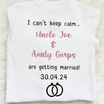 I Cant Keep Calm Aunt Uncle Are Getting Married Babygro, 3 of 5