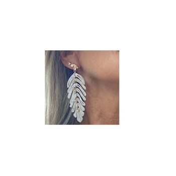 Pearl White Leaf Bridal Earrings, 5 of 6