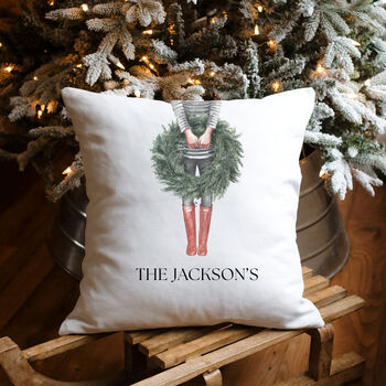 Personalised Christmas Wellies Cushion, 2 of 2