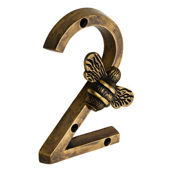 Solid Brass Bee Numbers In Antique Finish Four Inch, 4 of 9