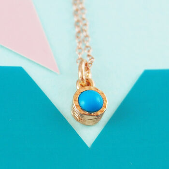Turquoise December Birthstone Rose/Gold Plate Necklace, 5 of 10