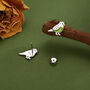 Sterling Silver Green Enamel Budgie Stud Earrings, thumbnail 3 of 12