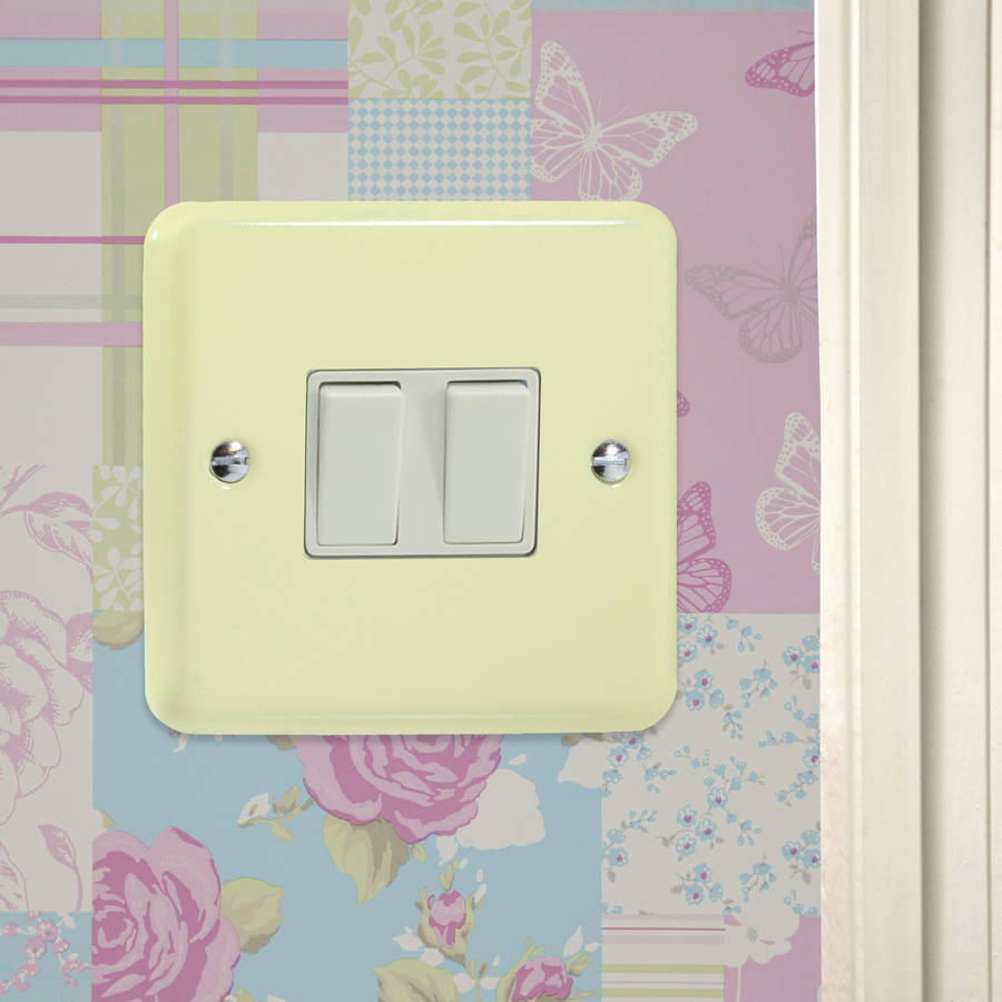Retro White Cream Metal Sockets And Light Switch By Candy Queen Designs