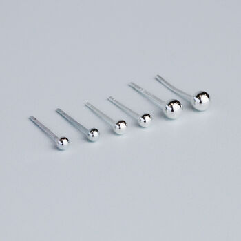 Sterling Silver Simple Ball Stud Earrings, 3 of 5
