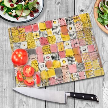 Patchwork Delight Textured Glass Chopping Boards, 2 of 8