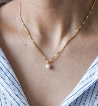 Shinju 18 K Gold Plated Real Freshwater Pearl Necklace, 4 of 5