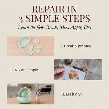 Kintsugi Repair Kit Restore Ceramics With Gold Powder, 5 of 10