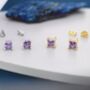 Princess Cut Amethyst Purple Stud Earrings, thumbnail 8 of 12