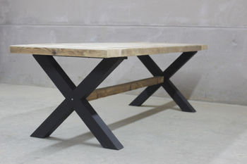 King's Cross Reclaimed Wood Dining Table With X Frame, 8 of 8