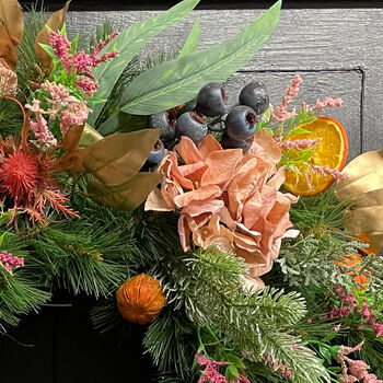 Clementine Faux Flowers Christmas Wreath, 3 of 4