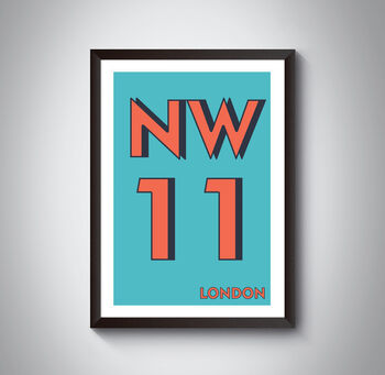 Nw11 Barnet London Typography Postcode Print, 3 of 10