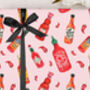 Valentine Wrapping Paper With Pink Hot Sauce Design, Three Sheet Pack, thumbnail 1 of 3